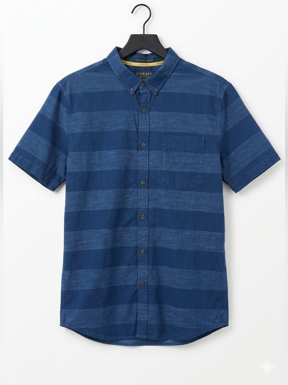 21 Men Blue Horizontal Striped Short Sleeve Shirt - Size XL